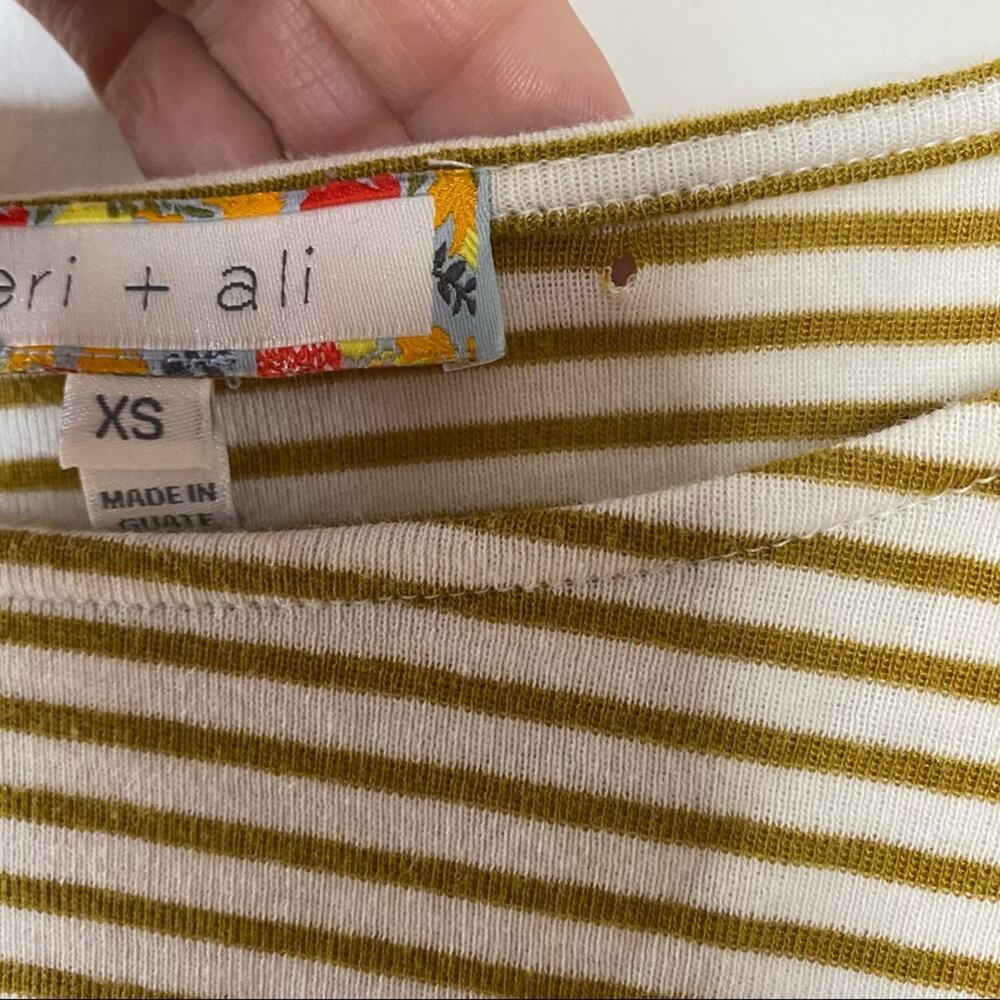 Anthropologie Eri + Ali Gold Striped Balloon Sleeve Top XS - Picture 7 of 8